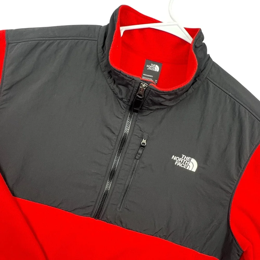 The North Face Fleece Pullover Mens XXL Red Black Colorblock Quarter Zip Jacket